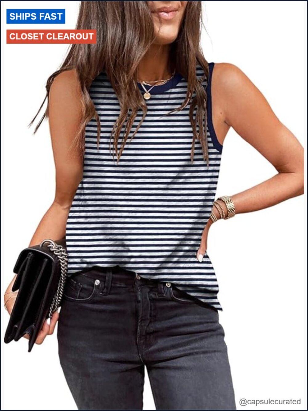 Sleeveless Crewneck Tank Top Wild Print Summer Casual Blouse